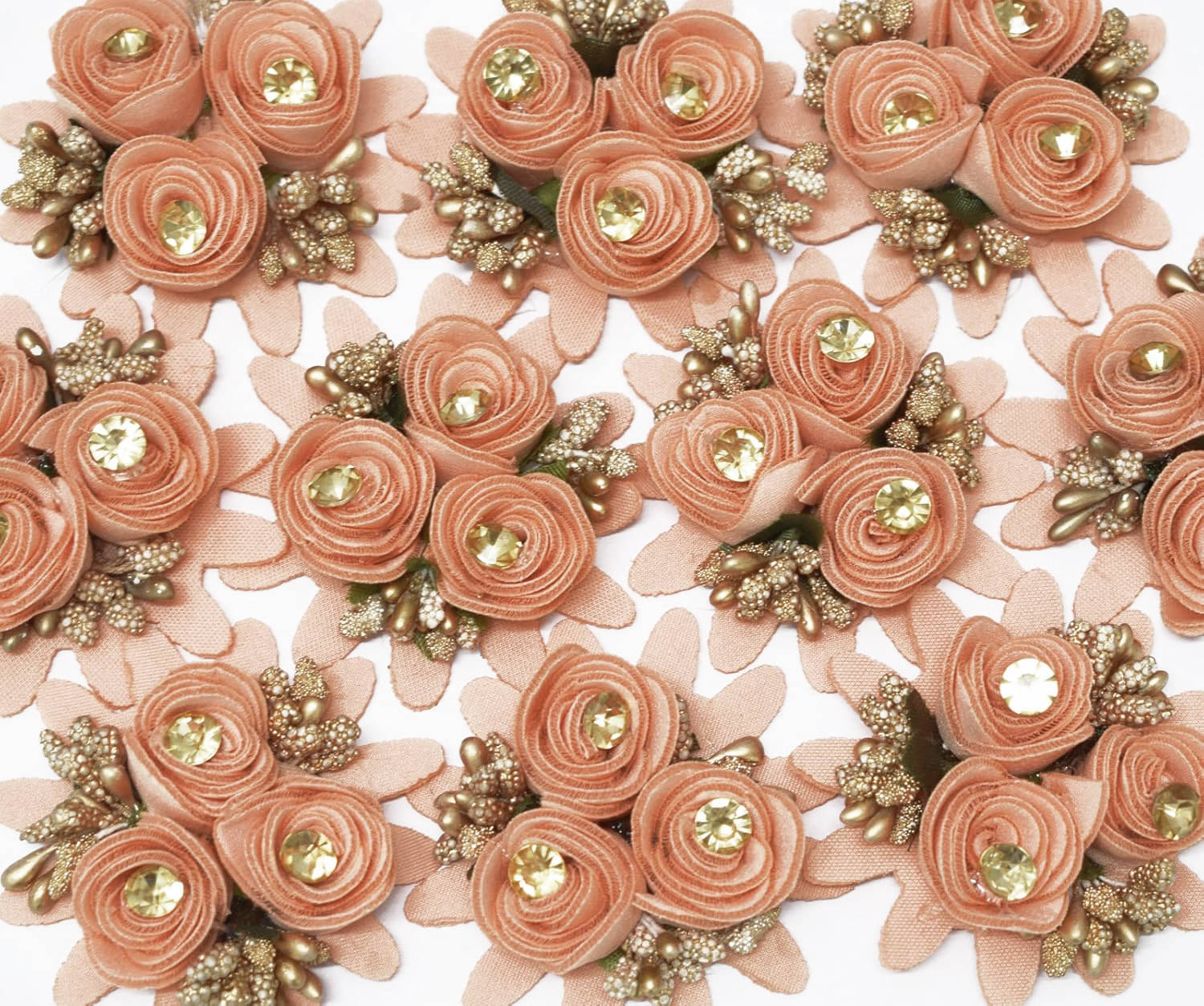     			ASIAN HOBBY CRAFTS Peach Fabric Flower Set of 10 Pieces Size - 6 CM