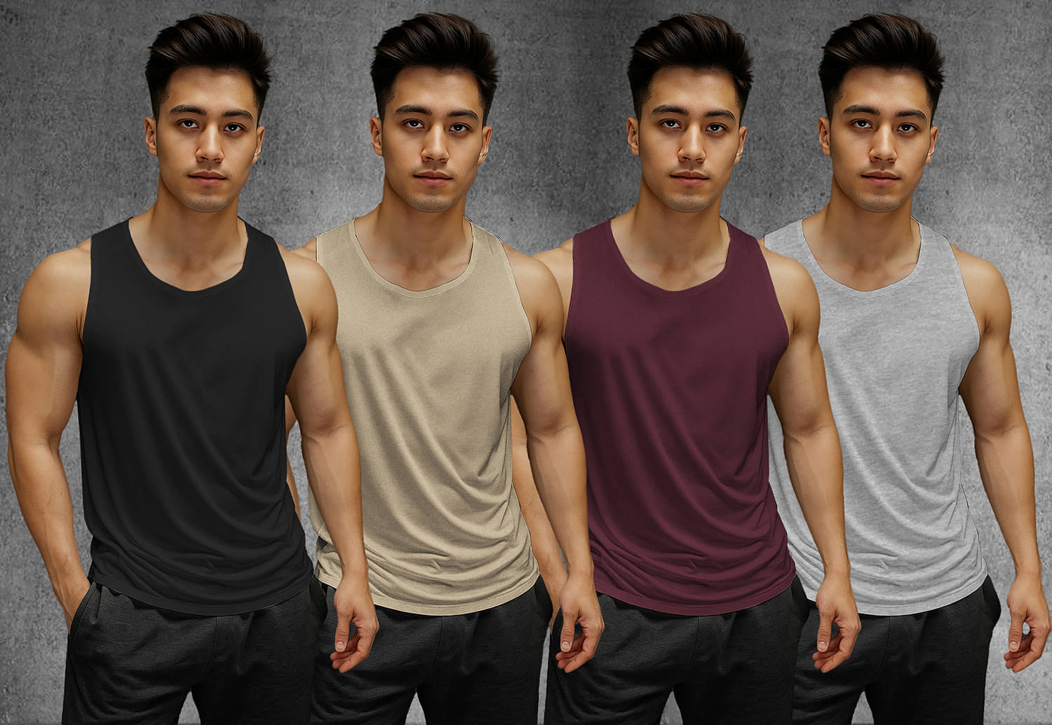     			Aiza Collection Pack of 4 Cotton Tank For Men ( Multicolor2 )