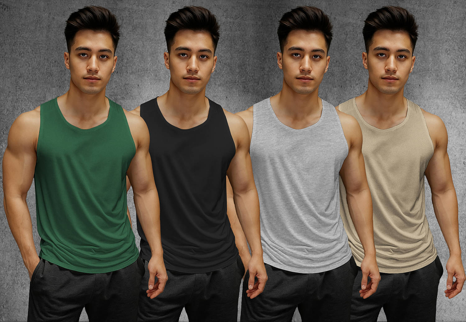 Aiza Collection Pack of 4 Cotton Tank For Men ( Multicolor1 )     			Aiza Collection Pack of 4 Cotton Tank For Men ( Multicolor1 )