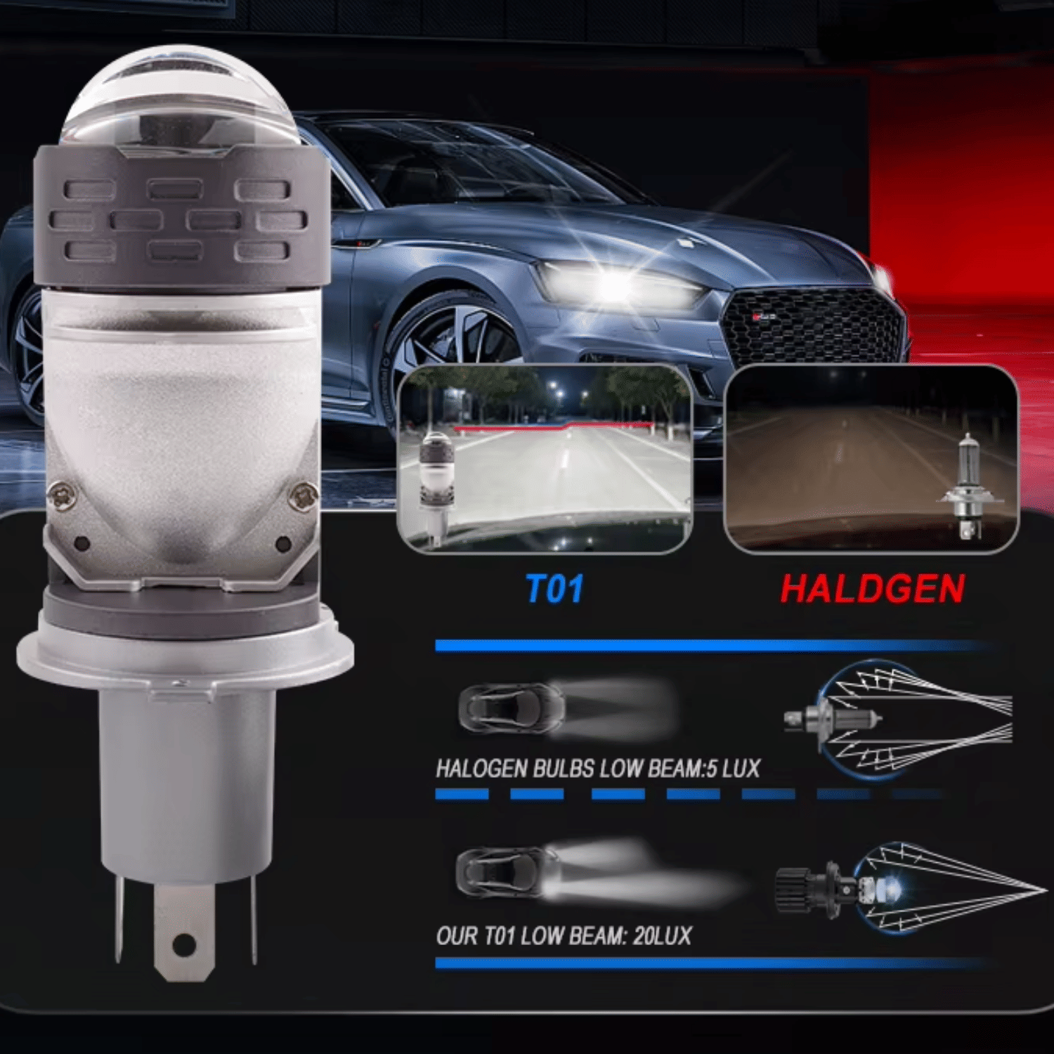     			Aksmit Universal H4 Laser U2 Motorcycle 12V 40W LED Headlight Laser Light 3pin High Power Spot Light LED Headlight Bulb For Car Motorbike Driving Spot Light