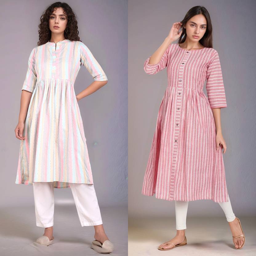     			BONISTA FASHION FOR ALL Women Cotton Striped A-line Kurti ( Multicolor6 )