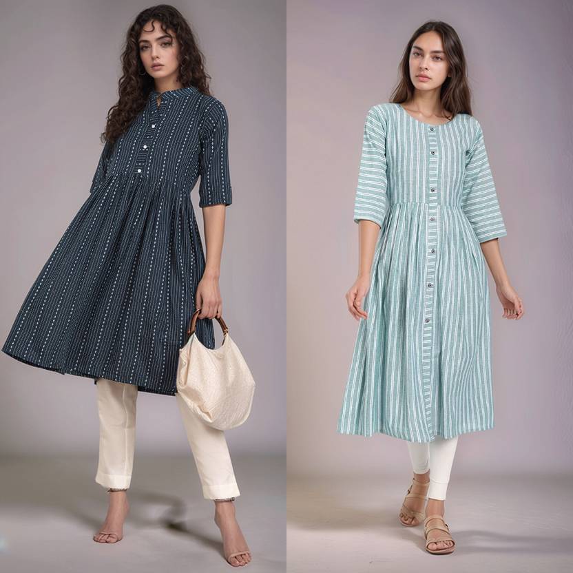     			BONISTA FASHION FOR ALL Women Cotton Striped A-line Kurti ( Multicolor5 )