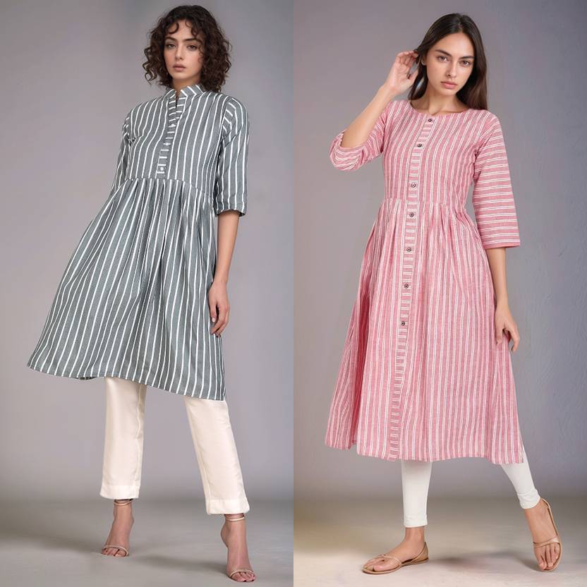     			BONISTA FASHION FOR ALL Women Cotton Striped A-line Kurti ( Multicolor )