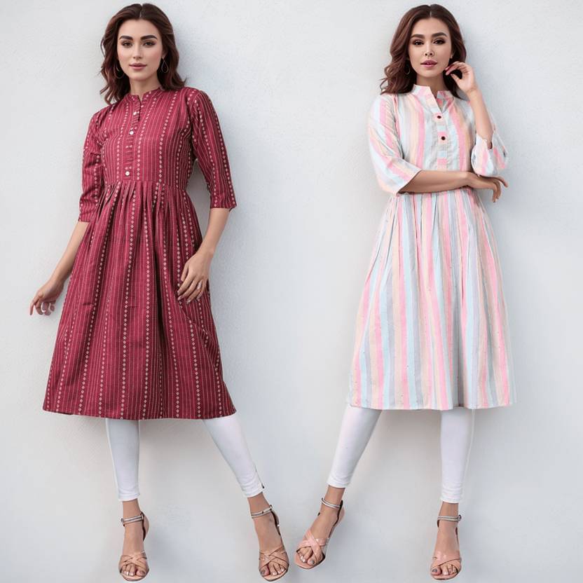     			BONISTA FASHION FOR ALL Women Cotton Striped A-line Kurti ( Multicolor )