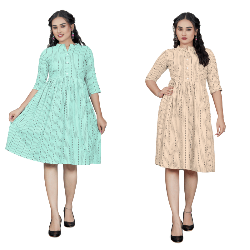     			BONISTA FASHION FOR ALL Women Cotton Striped A-line Kurti ( Rust )