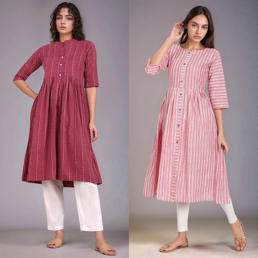     			BONISTA FASHION FOR ALL Women Cotton Striped A-line Kurti ( Multicolor )