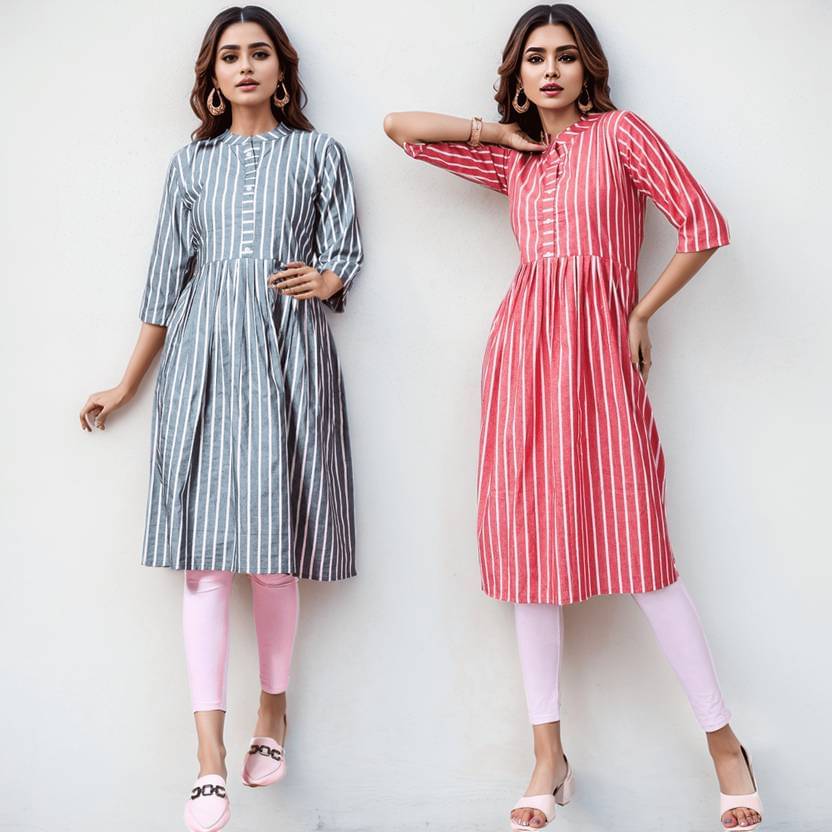     			BONISTA FASHION FOR ALL Women Cotton Striped A-line Kurti ( Multicolor )