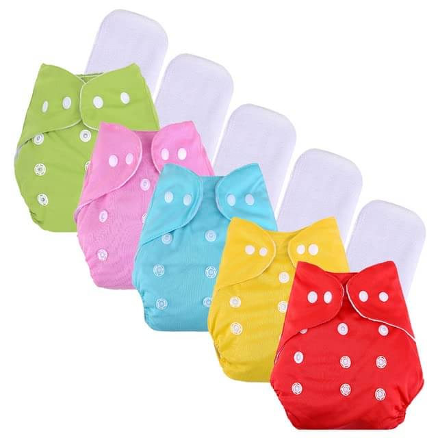 BUYBIRD Reusable Cloth Nappy With Insert ( Pack of 5 ) BUYBIRD Reusable Cloth Nappy With Insert ( Pack of 5 )