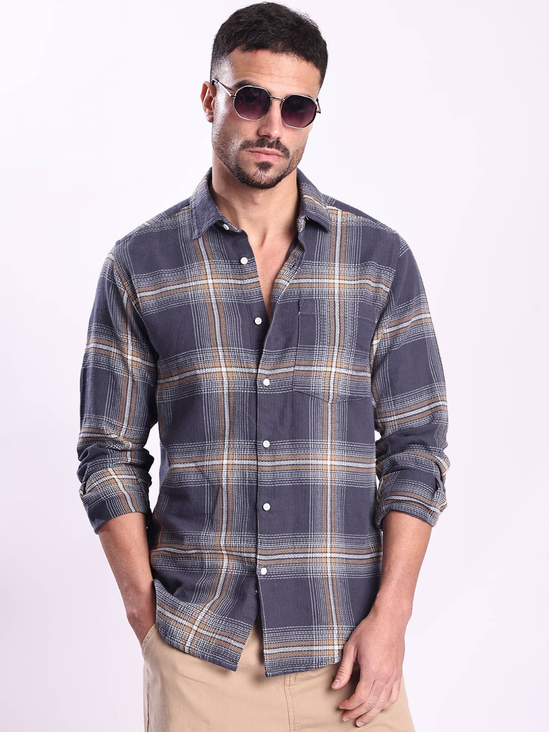 Bene Kleed 100% Cotton Regular Fit Checks Full Sleeves Men's Casual Shirt - Grey ( Pack of 1 ) Bene Kleed 100% Cotton Regular Fit Checks Full Sleeves Men's Casual Shirt - Grey ( Pack of 1 )
