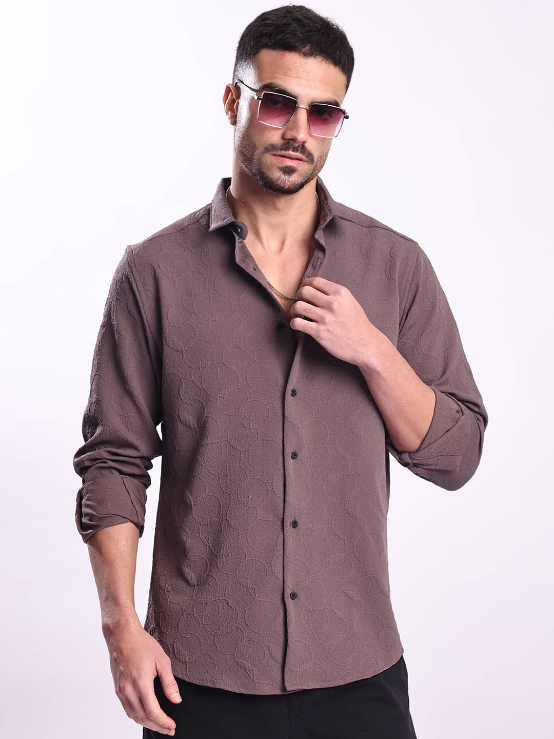     			Bene Kleed Polyester Regular Fit Solids Full Sleeves Men's Casual Shirt - Purple ( Pack of 1 )