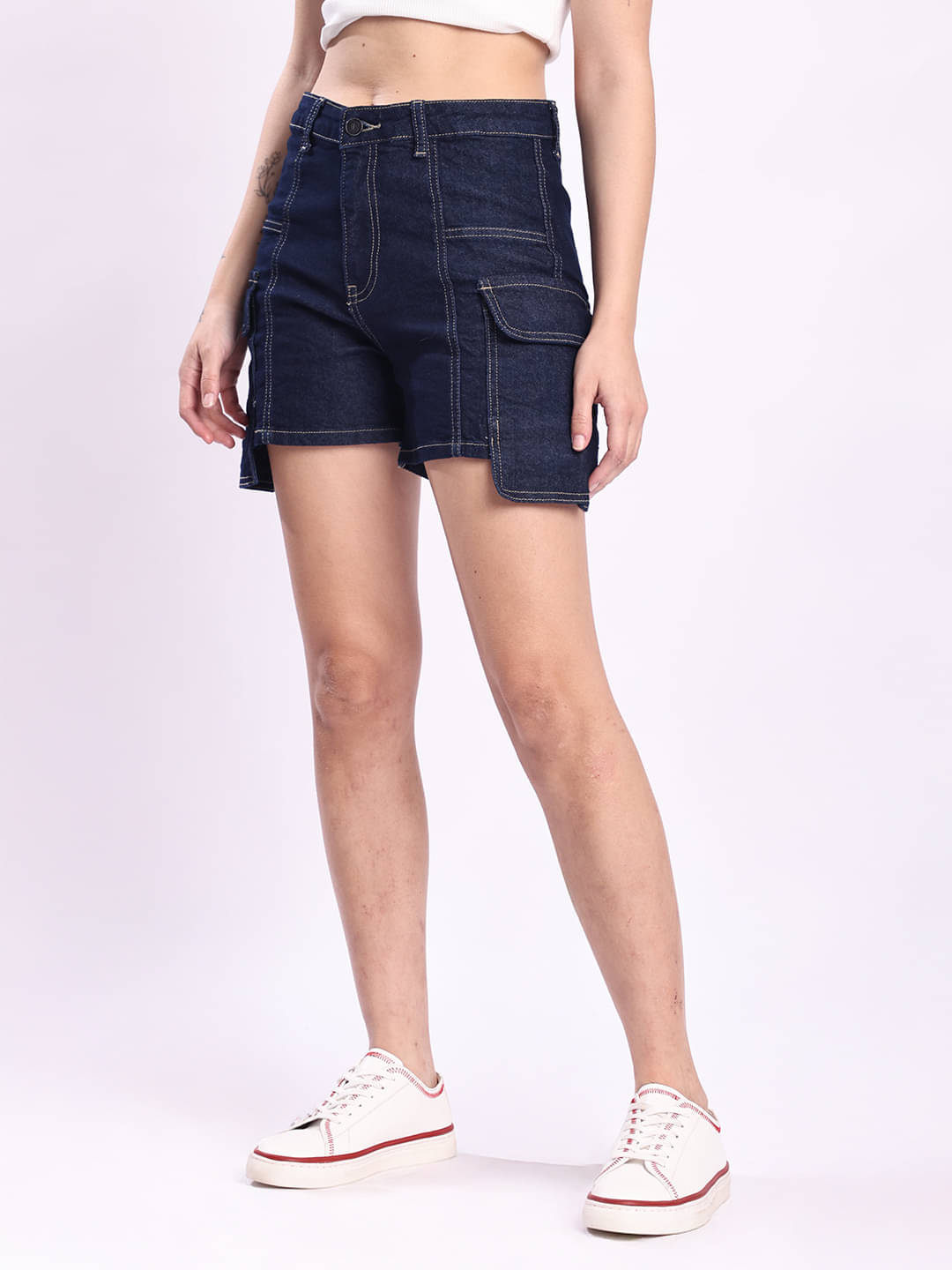     			Bene Kleed Women Cotton Lycra Regular Shorts ( Blue )