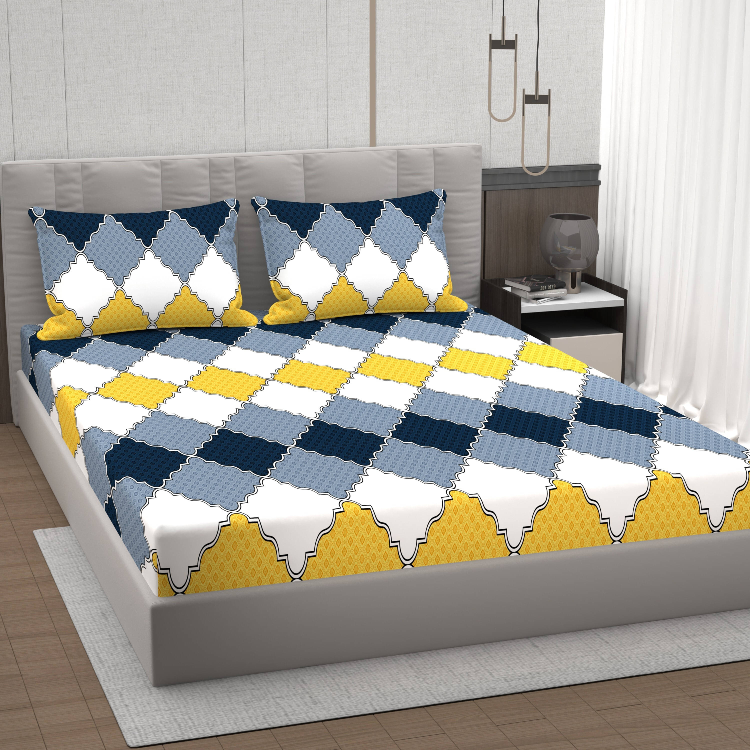     			Bromwick Microfiber 1 Double Bedsheet with 2 Pillow Covers ( Yellow )