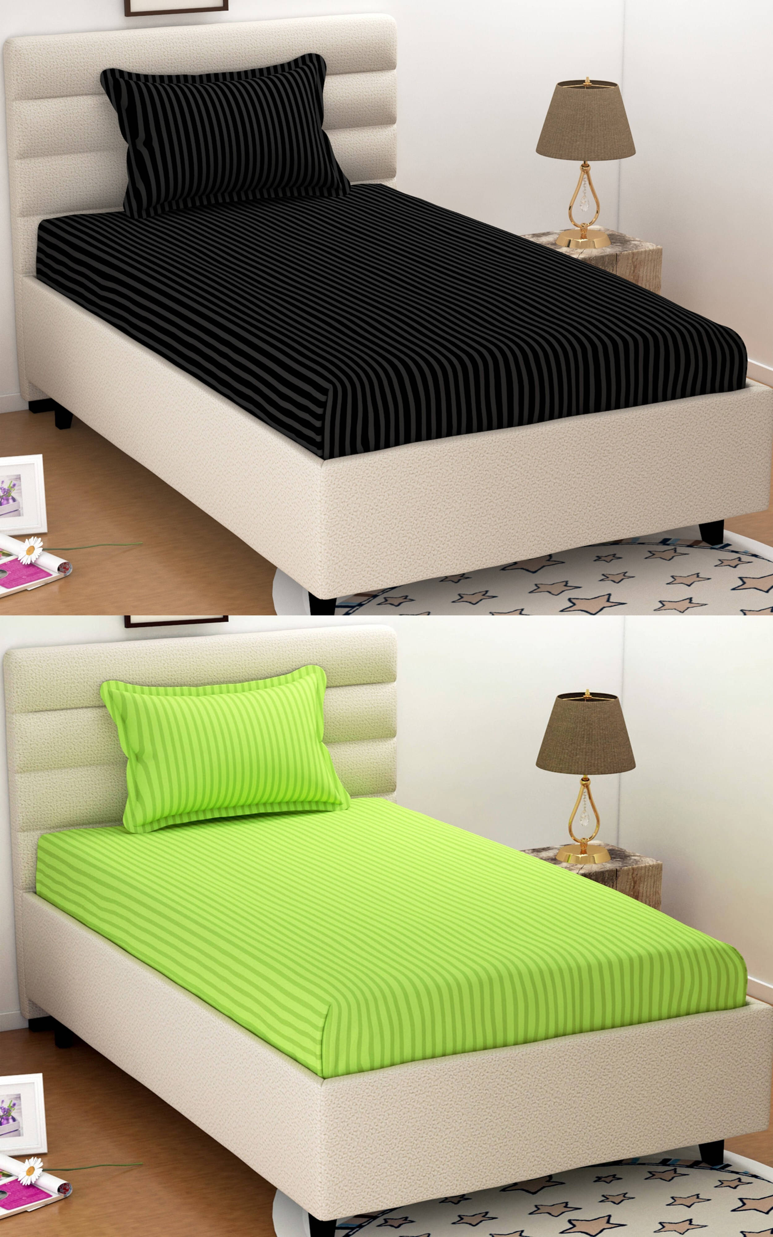     			Bromwick Microfiber 1 Single Bedsheet with 1 Pillow Cover ( Multicolor )