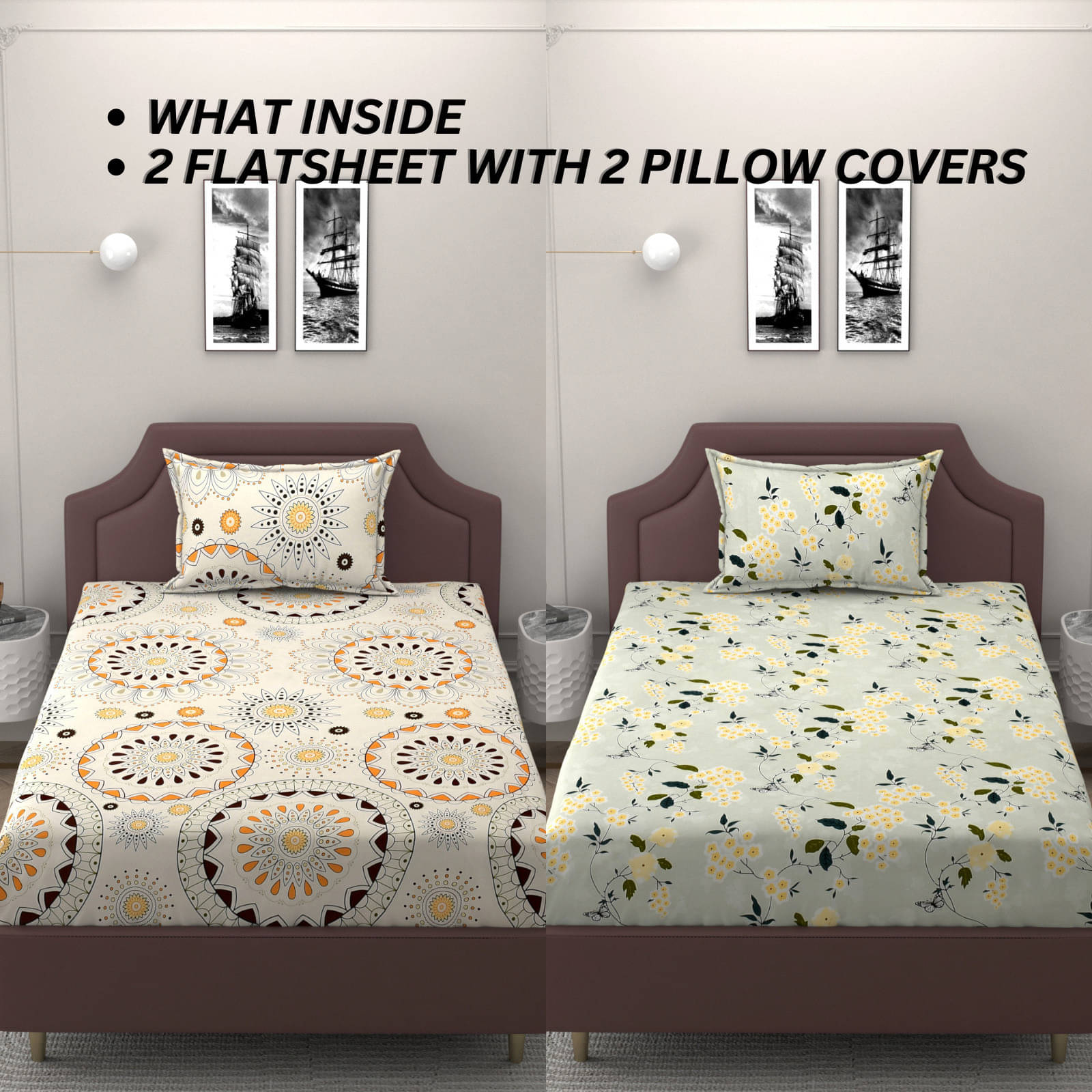 Bromwick Microfiber 1 Single Bedsheet with 1 Pillow Cover ( Multicolor ) Bromwick Microfiber 1 Single Bedsheet with 1 Pillow Cover ( Multicolor )
