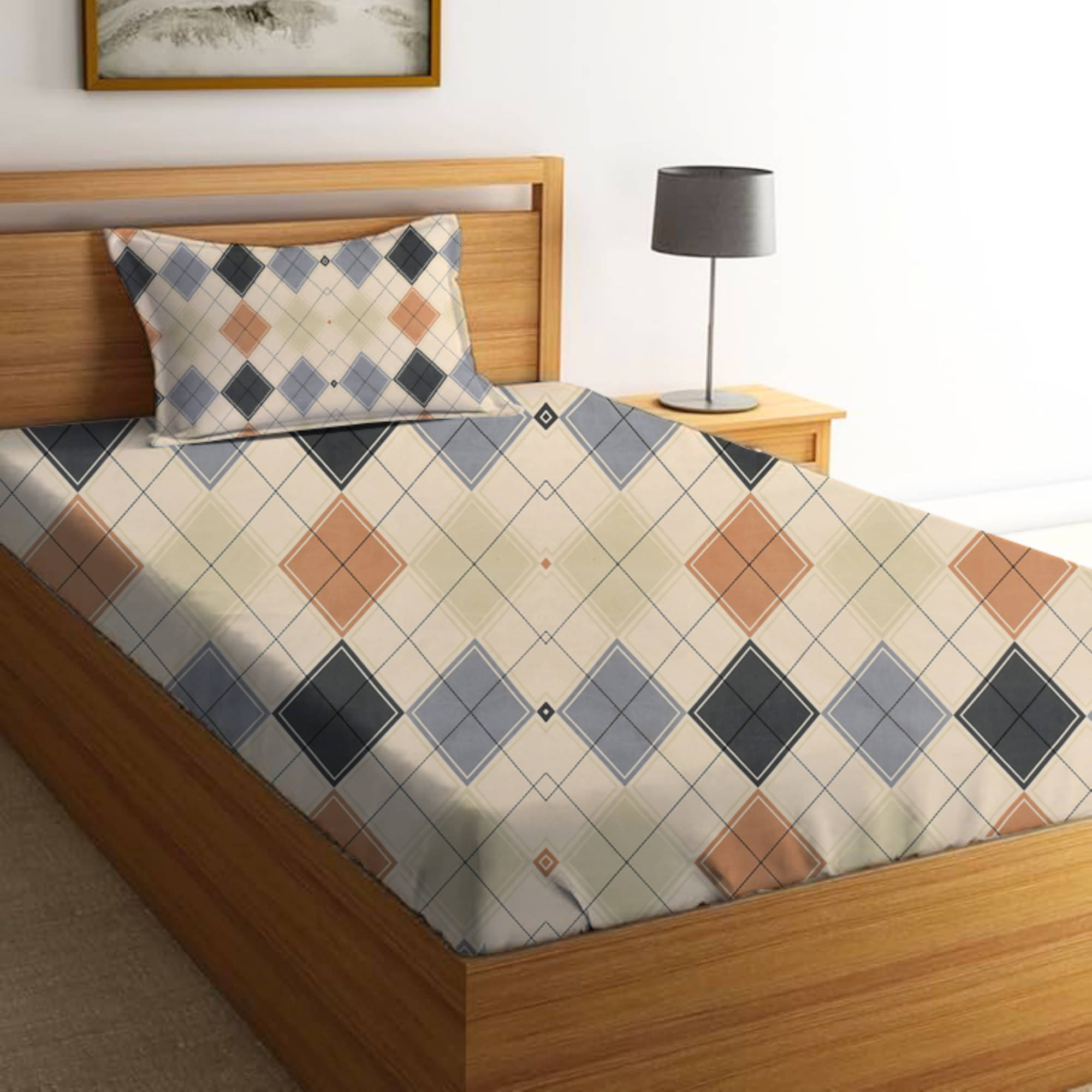     			Bromwick Microfiber 1 Single Bedsheet with 1 Pillow Cover ( Multicolor )