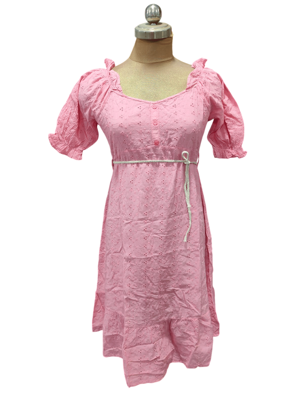     			CIEARO VINTAGE Women Cotton Blend Embroidered A-line Dress ( Pink )