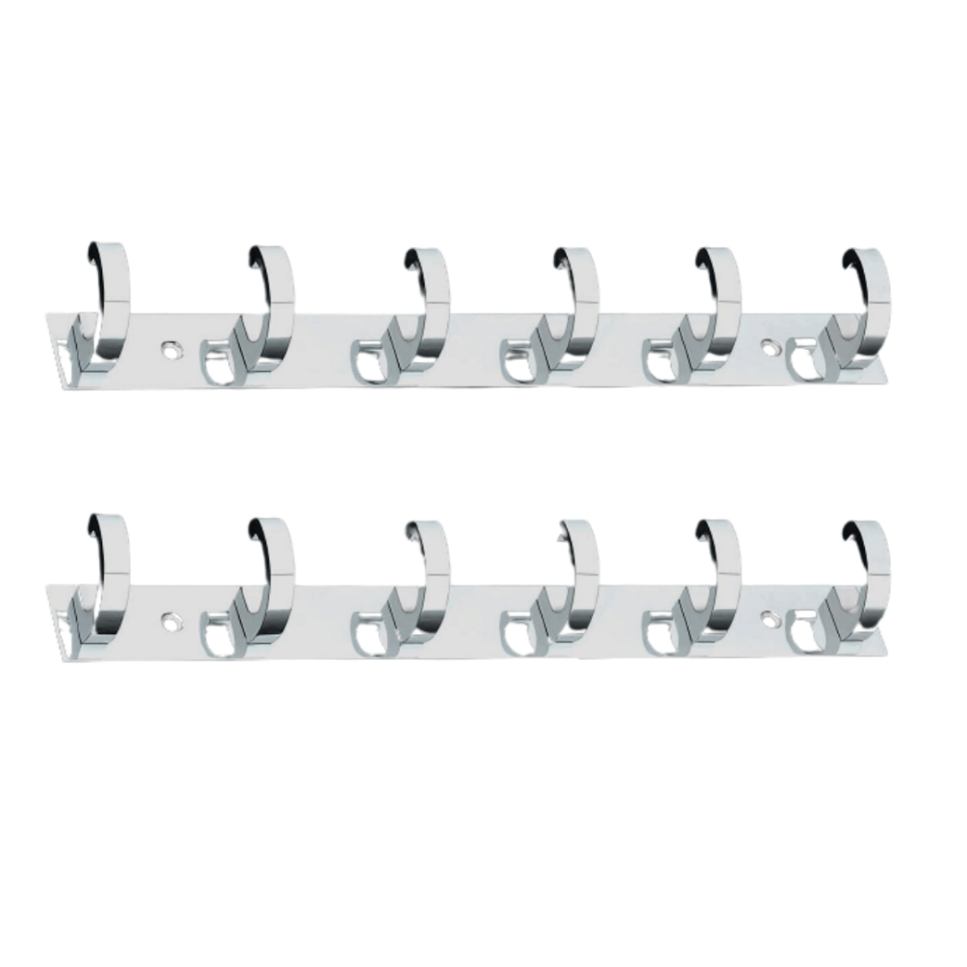 COSSIMO C-Point Hanger Stainless Steel 6 Pin Cloth Hanger Wall Mounted (Pack of 2)