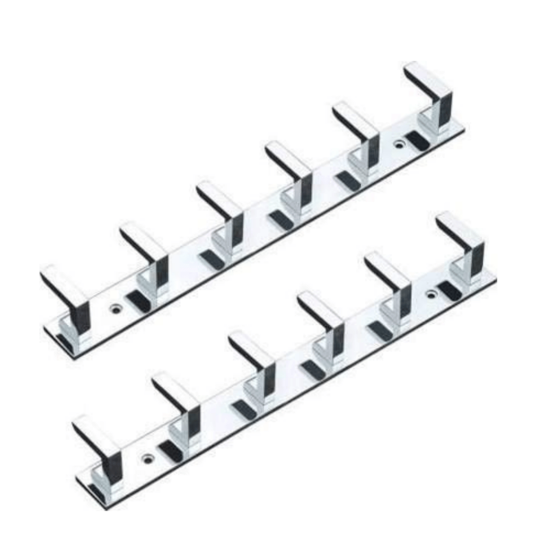 COSSIMO L-Hook Hanger Stainless Steel 6 Pin Cloth Hanger Wall Mounted (Pack of 2)