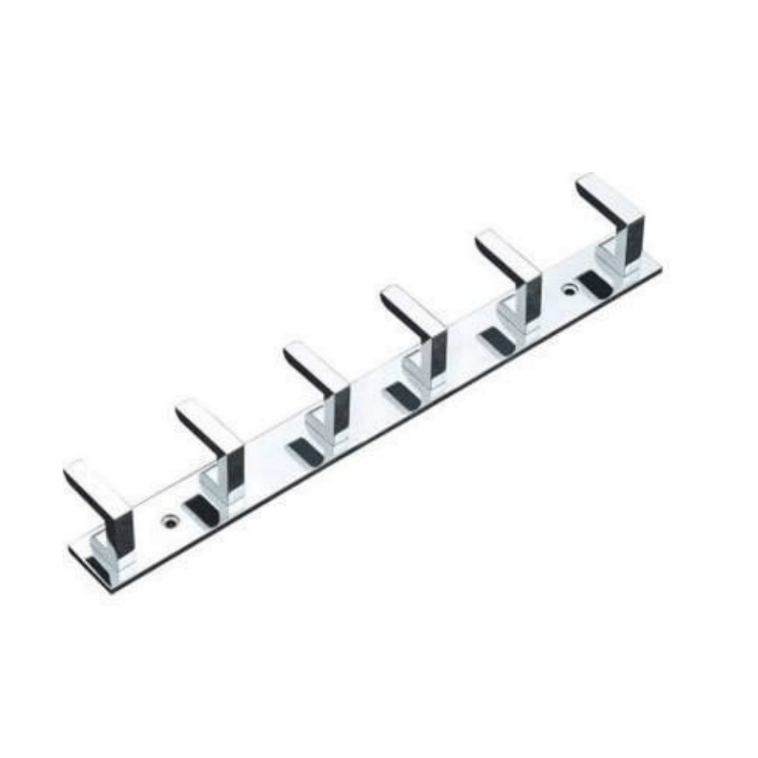 COSSIMO L-Hook Hanger Stainless Steel 6 Pin Cloth Hanger Bathroom, Kitchen, Wall Wardrobe Door, Hooks For Hanging keys, Clothes Holder Hook Rail - Set of 1