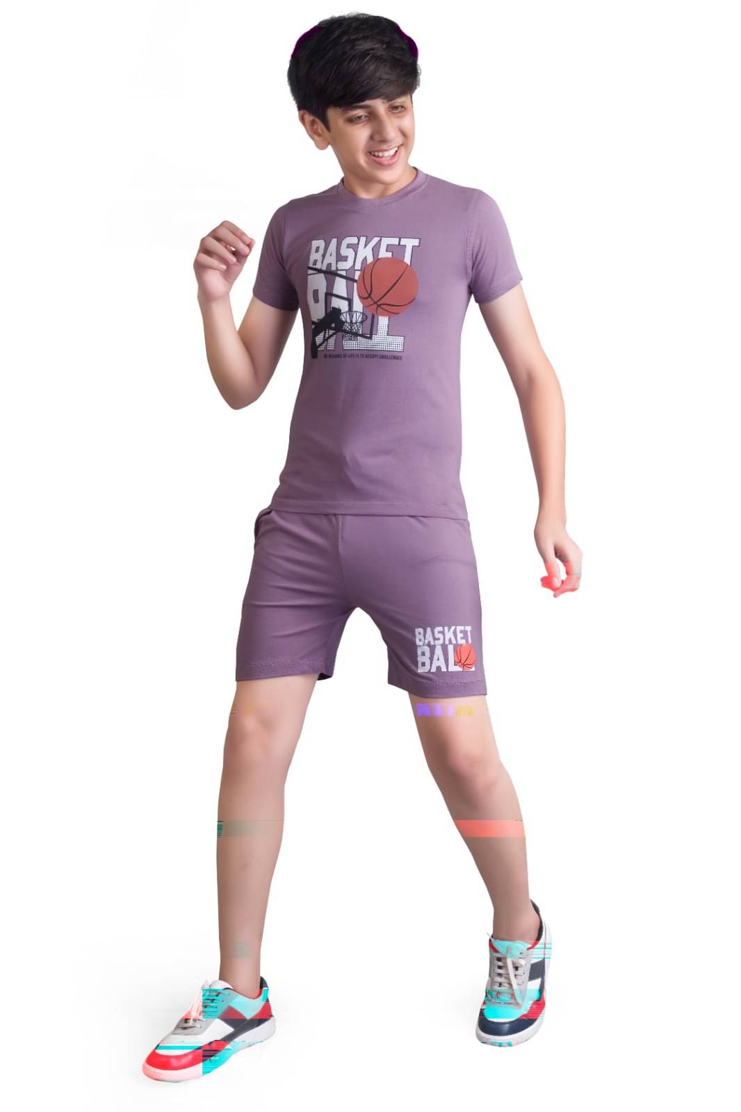     			Cute Bee Pack of 1 Boys Cotton Blend T-Shirt & Shorts Set ( Purple )