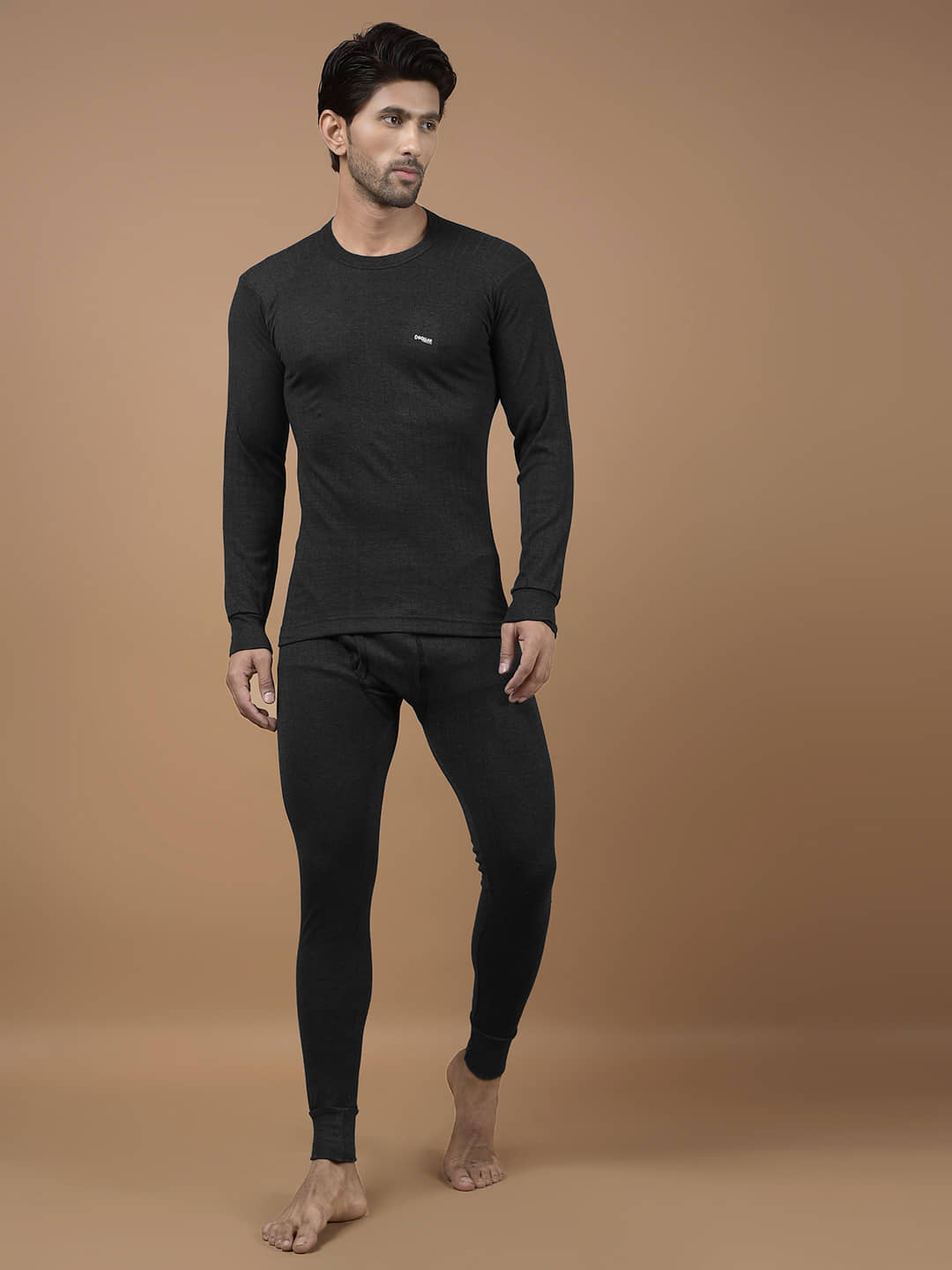 Dollar Pack of 1 Cotton Blend Thermal Sets For Men's ( Black )
