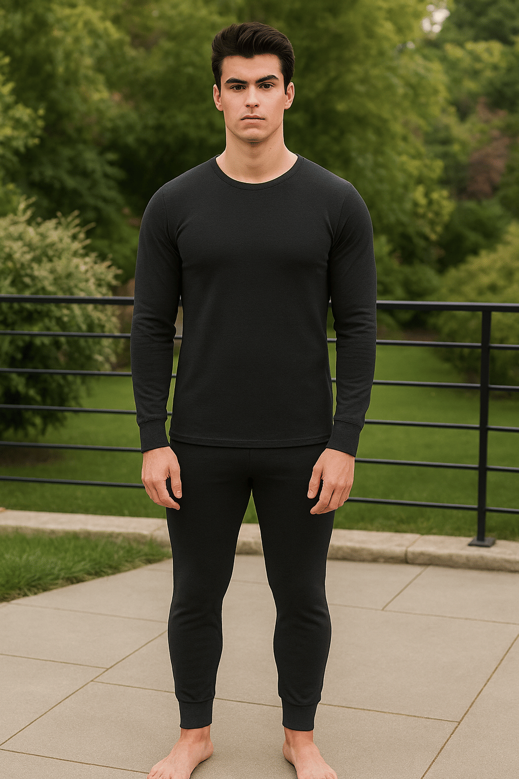     			Dollar Pack of 1 Polyester Thermal Sets For Men's ( Black )