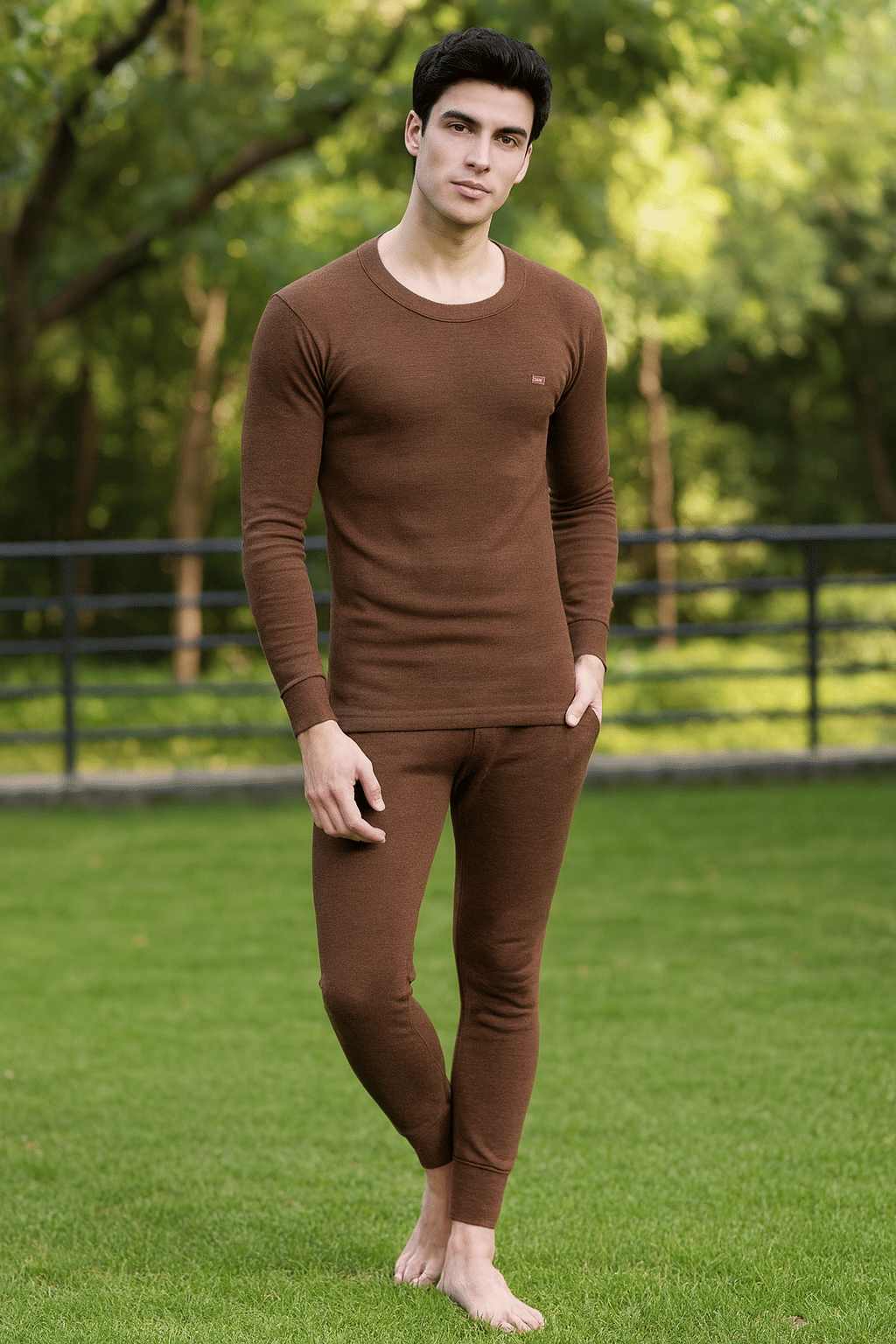 Dollar Pack of 1 Polyester Thermal Sets For Men's ( Brown ) Dollar Pack of 1 Polyester Thermal Sets For Men's ( Brown )