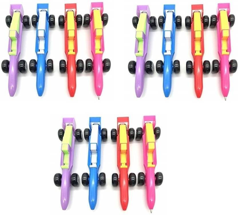     			Eclet 12pc Car-shaped Writing pen for kids Perfect Gift for kids & Stationery lovers Ball Pen  (Ink Color -Blue)