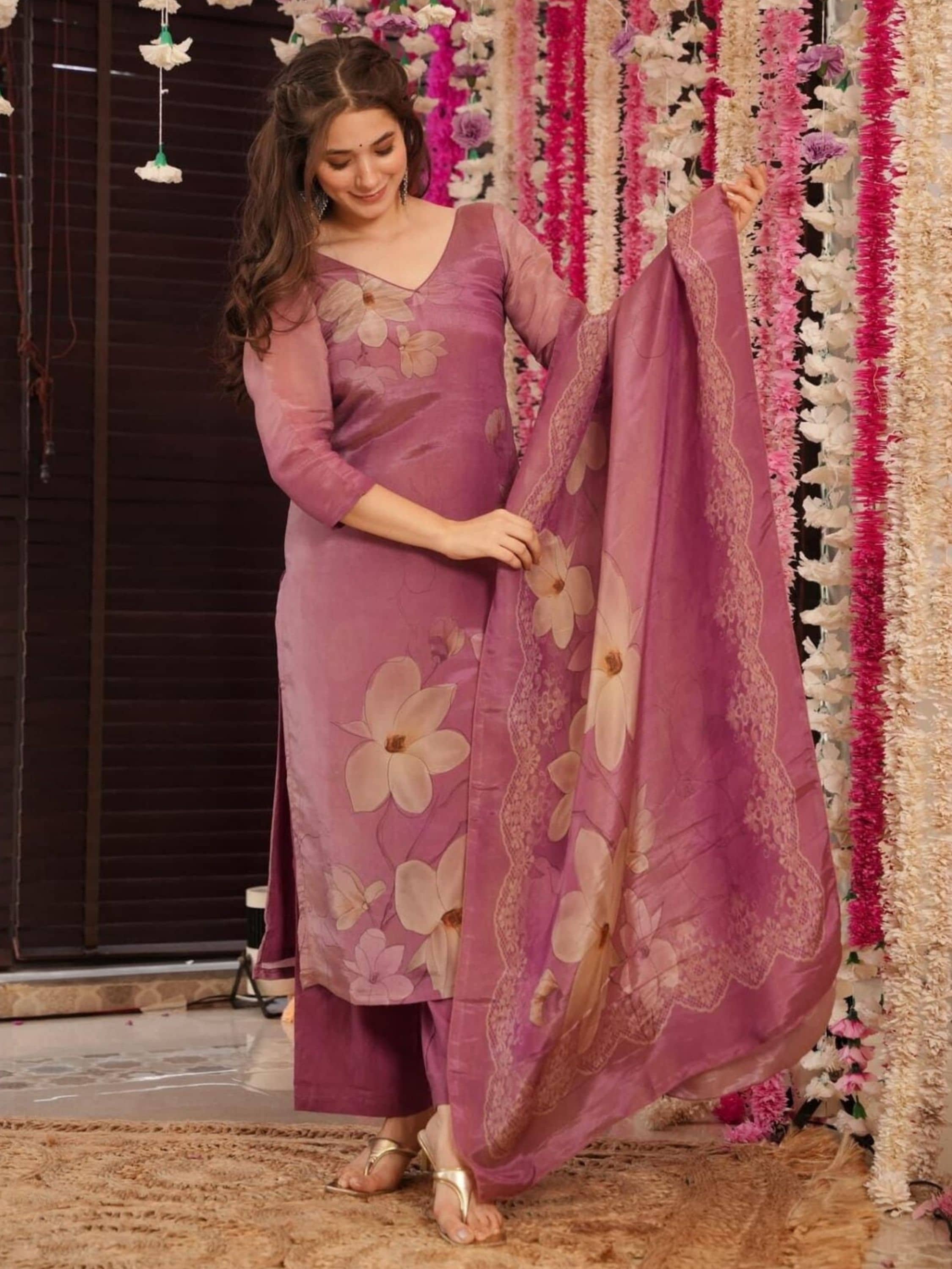 Eeloo Women Silk Embroidered Straight Kurti With Pants ( Multicoloured )