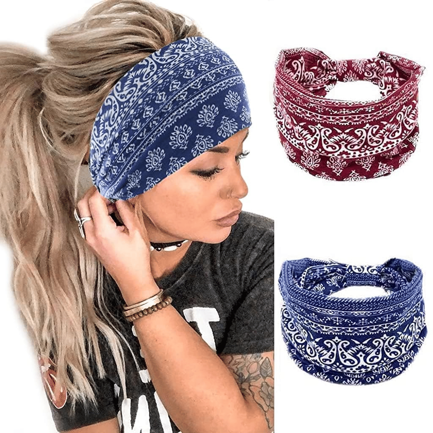 Flyhomes Black,Blue,Maroon Cotton Women's Headwrap ( Pack of 1 )