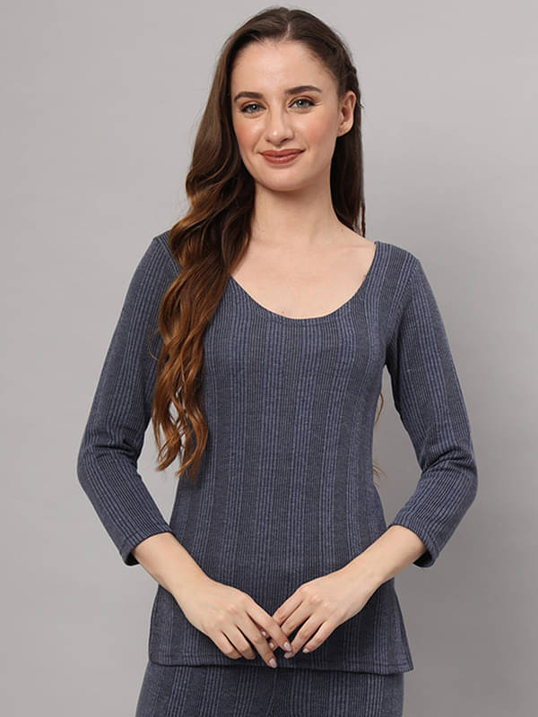     			Funahme Polycotton Thermal Tops ( Blue , Pack of 1 )