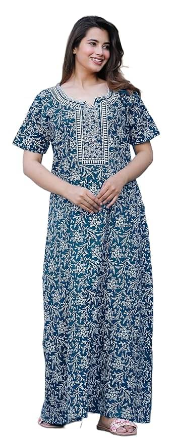     			G4Girl Cotton Printed Women Regular Nighty ( Blue )
