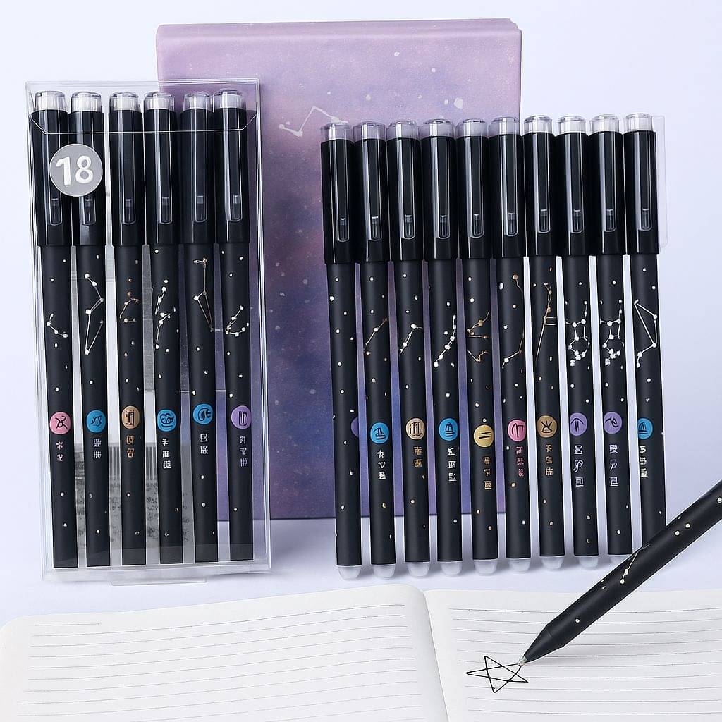     			JMK CRAFTS 6‑Piece Erasable Gel Pen Set – Constellation Design | Smooth Ink | Quick‑Dry | Non‑Toxic | Refillable Pens for School, Office, Journaling & Gifts