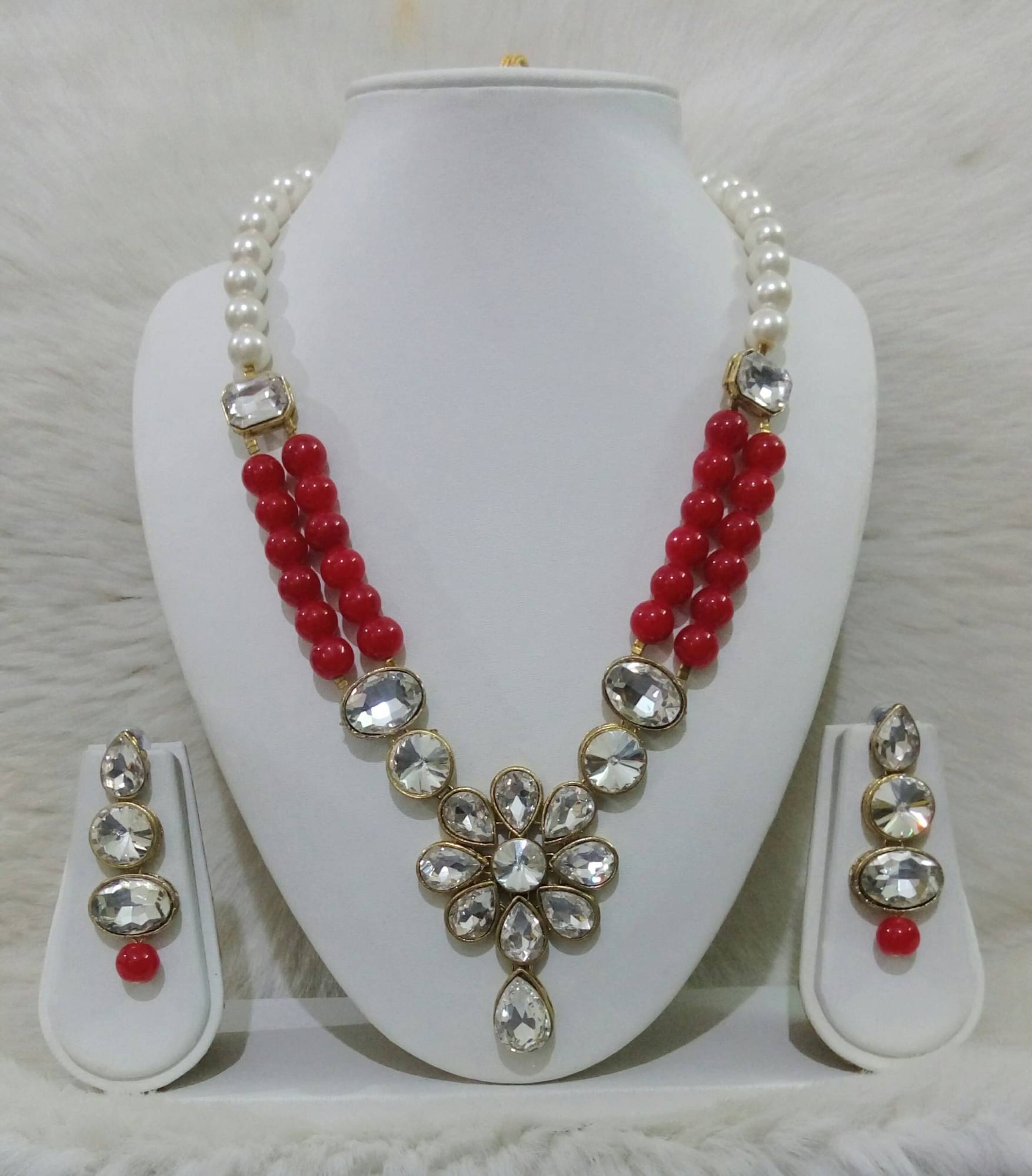     			JN HANDICRAFT Red Alloy Necklace Set ( Pack of 1 )