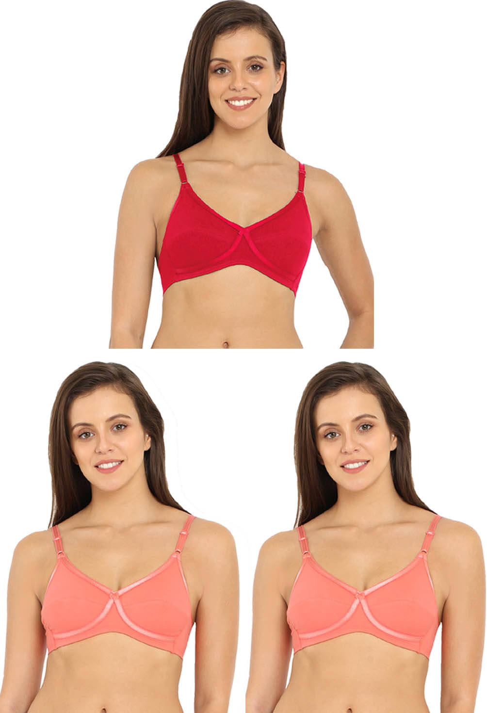     			Jockey Pack of 3 Cotton Non Padded Everyday Bra For Women ( Multicolor 6 )