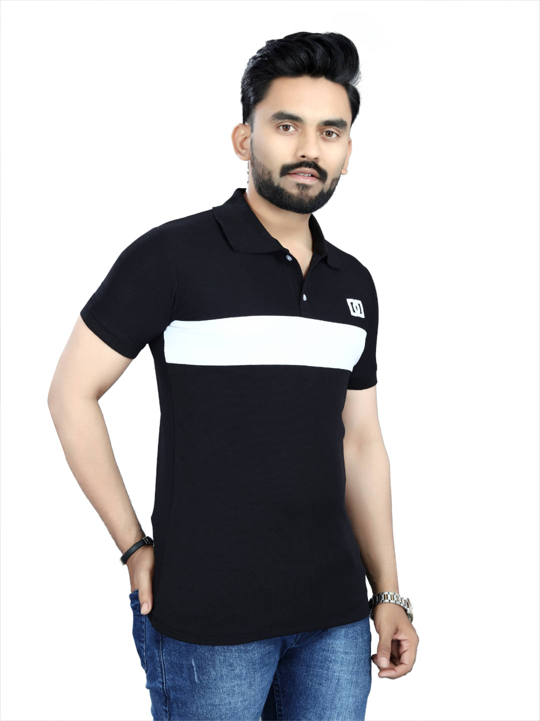     			KE ENTERPRISE Men Cotton Blend Regular Fit Solid Polo T Shirt ( Black )