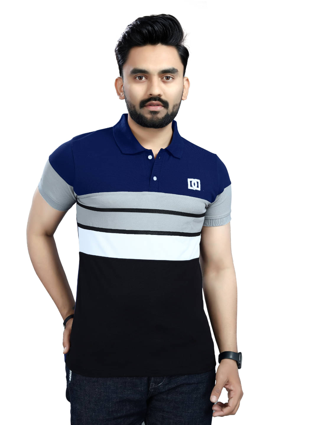     			KE ENTERPRISE Men Cotton Blend Regular Fit Solid Polo T Shirt ( Navy Blue )