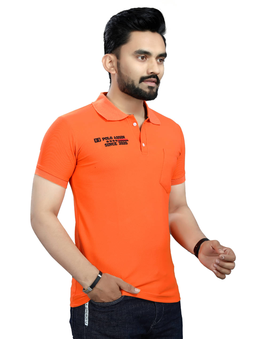    			KE ENTERPRISE Men Cotton Blend Regular Fit Solid Polo T Shirt ( Orange )