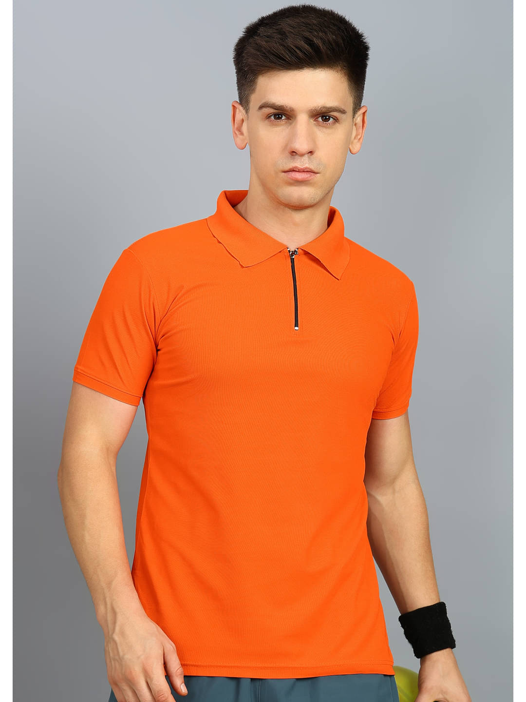     			KE ENTERPRISE Men Cotton Blend Regular Fit Solid Polo T Shirt ( Orange )