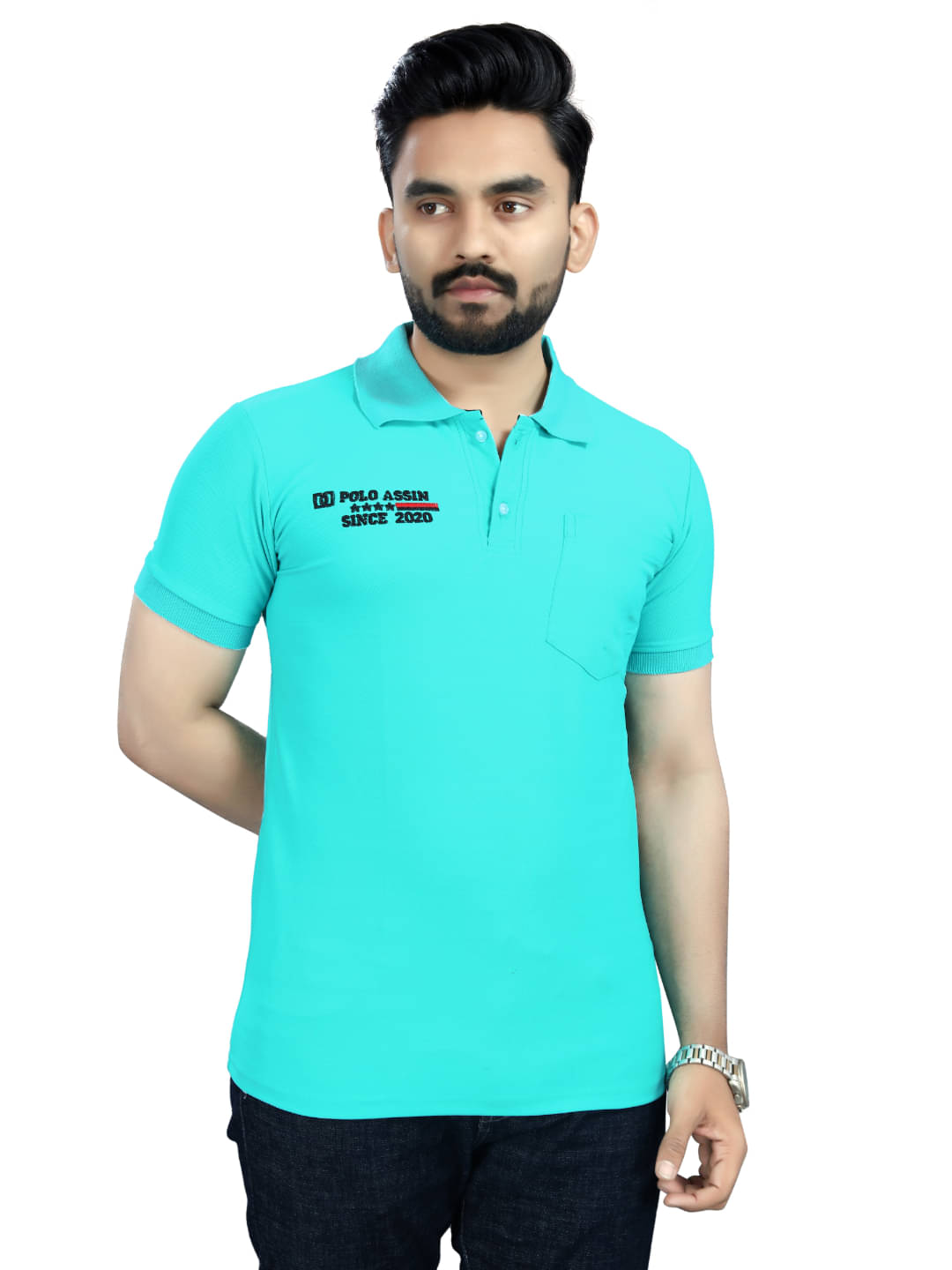     			KE ENTERPRISE Men Cotton Blend Regular Fit Solid Polo T Shirt ( Green )