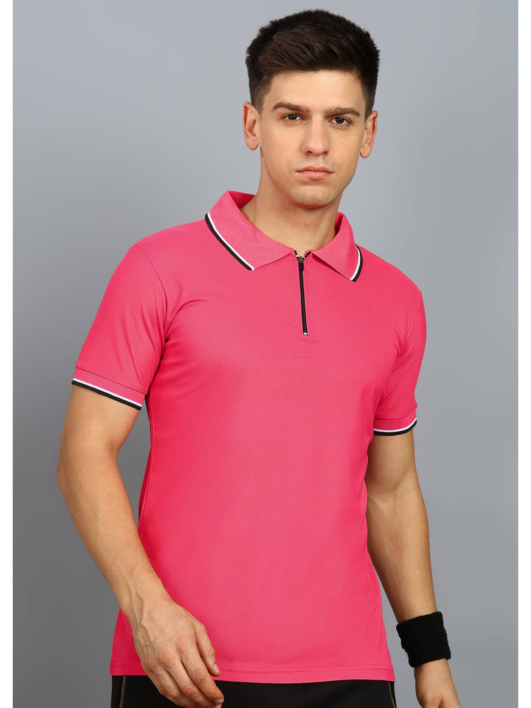     			KE ENTERPRISE Men Cotton Blend Regular Fit Solid Polo T Shirt ( Pink )