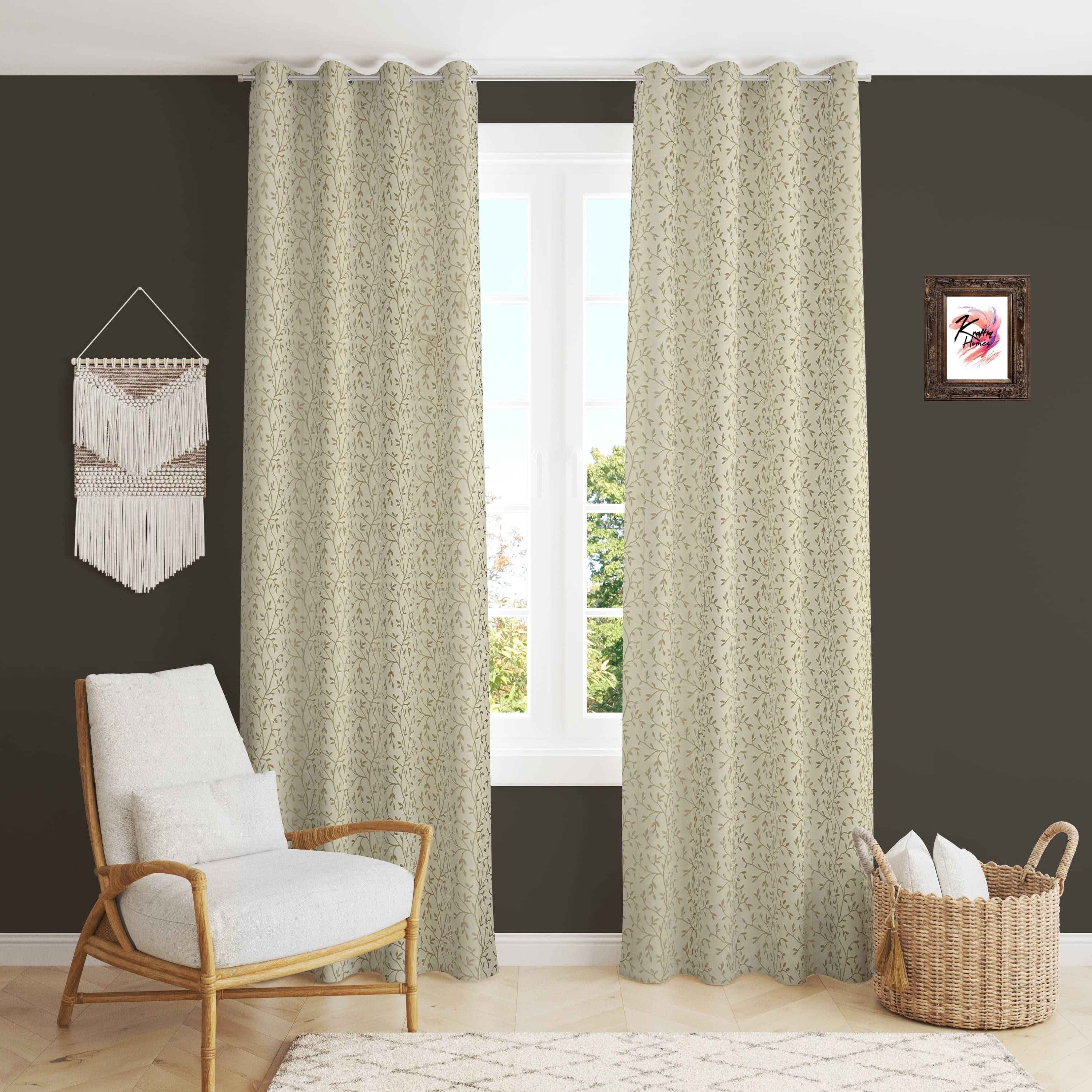     			Kraftiq Homes Abstract Blackout Eyelet Curtain 5 ft ( Pack of 2 ) - White