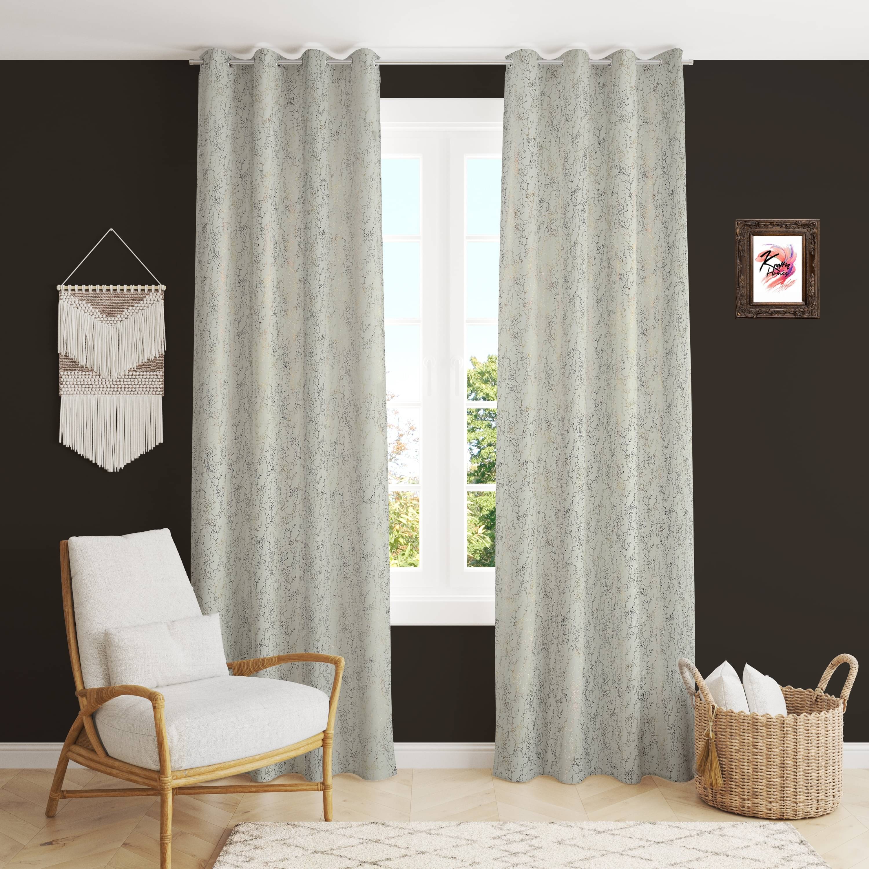     			Kraftiq Homes Abstract Blackout Eyelet Curtain 5 ft ( Pack of 2 ) - White