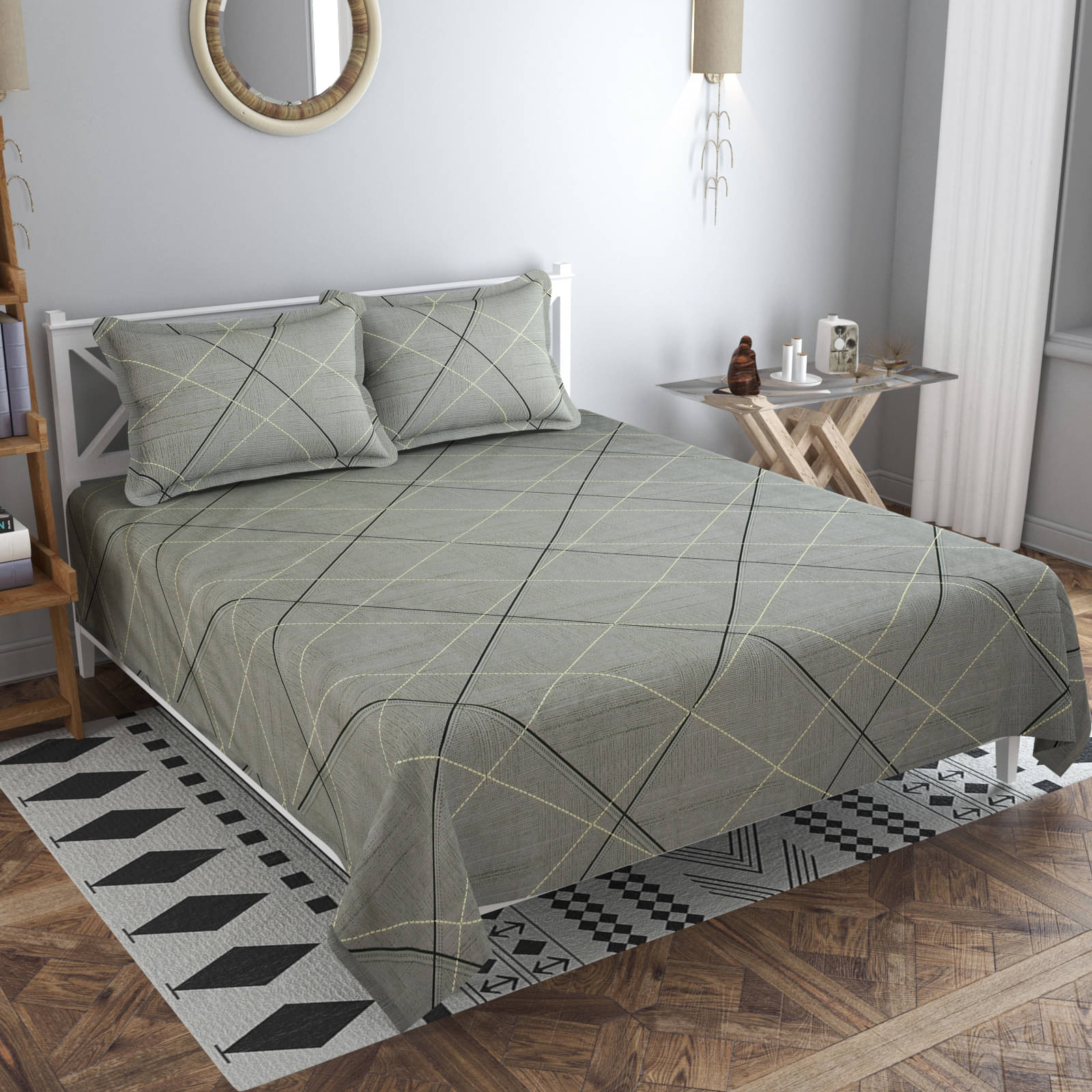 Kraftiq Homes Microfiber 1 Double Bedsheet with 2 Pillow Covers ( Grey ) Kraftiq Homes Microfiber 1 Double Bedsheet with 2 Pillow Covers ( Grey )