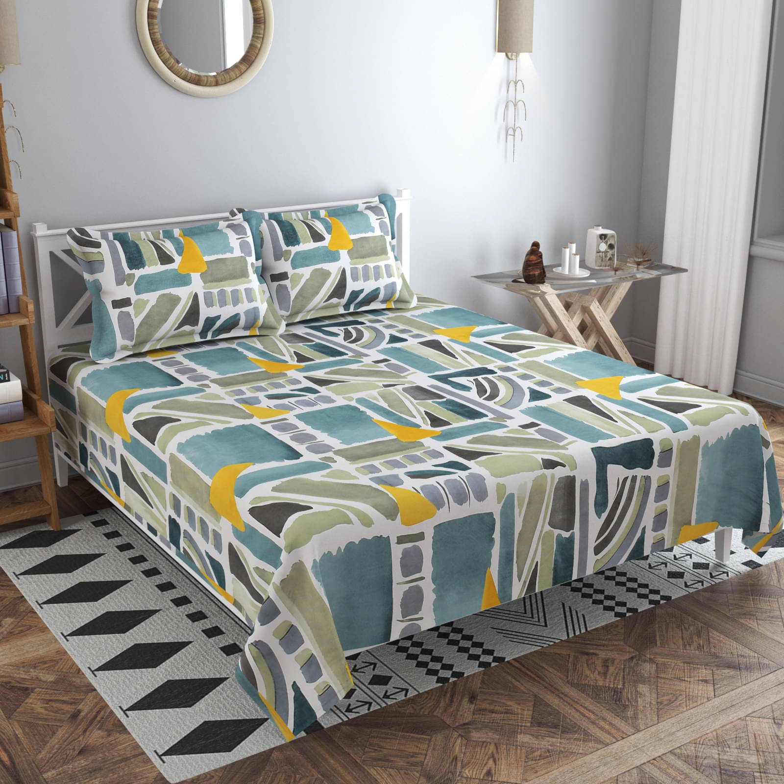     			Kraftiq Homes Microfiber 1 Double Bedsheet with 2 Pillow Covers ( Multicolor )