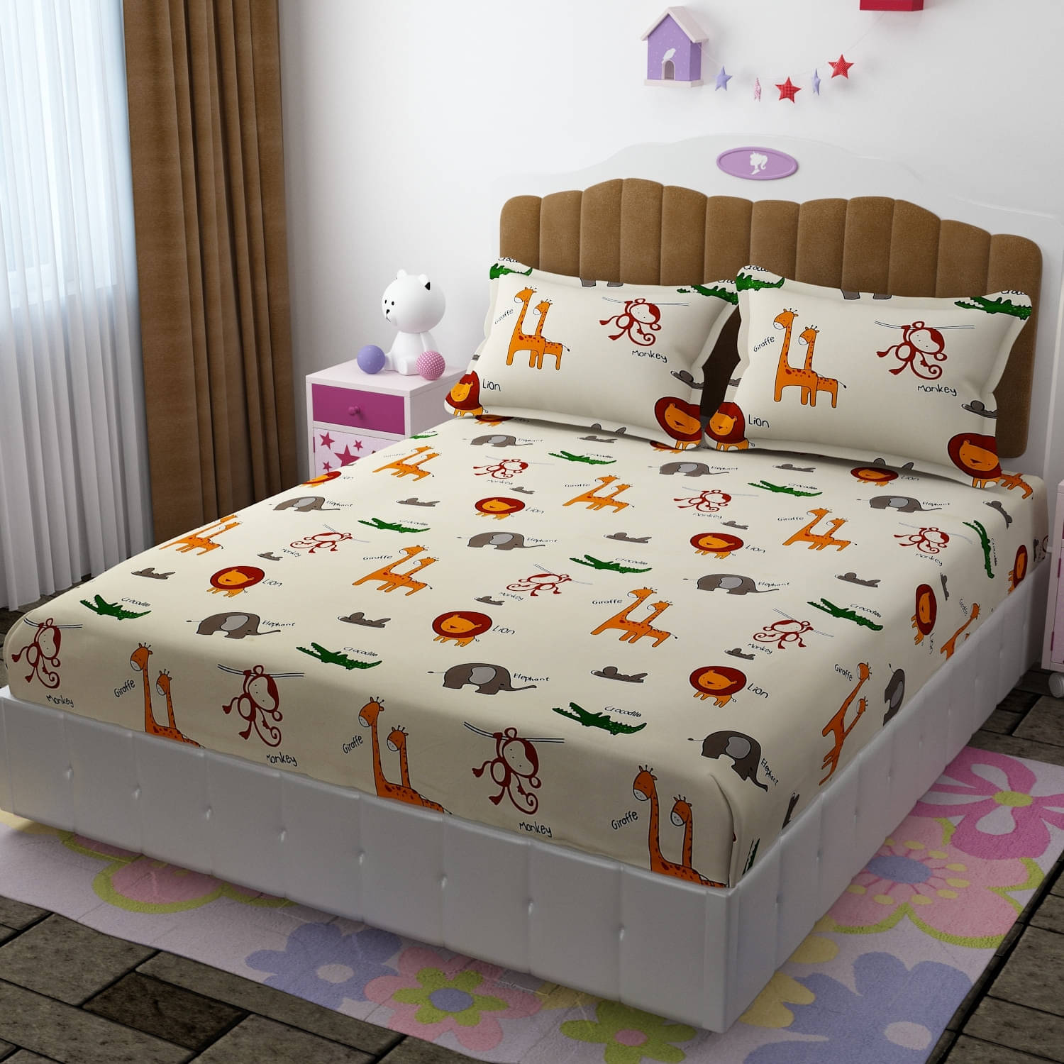    			Kraftiq Homes Microfiber 1 Double Bedsheet with 2 Pillow Covers ( White )