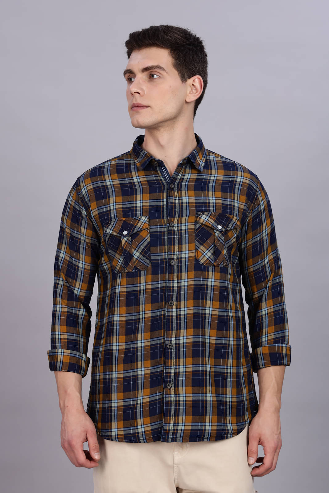     			Kuons Avenue 100% Cotton Regular Fit Checks Full Sleeves Men's Casual Shirt - Yellow ( Pack of 1 )