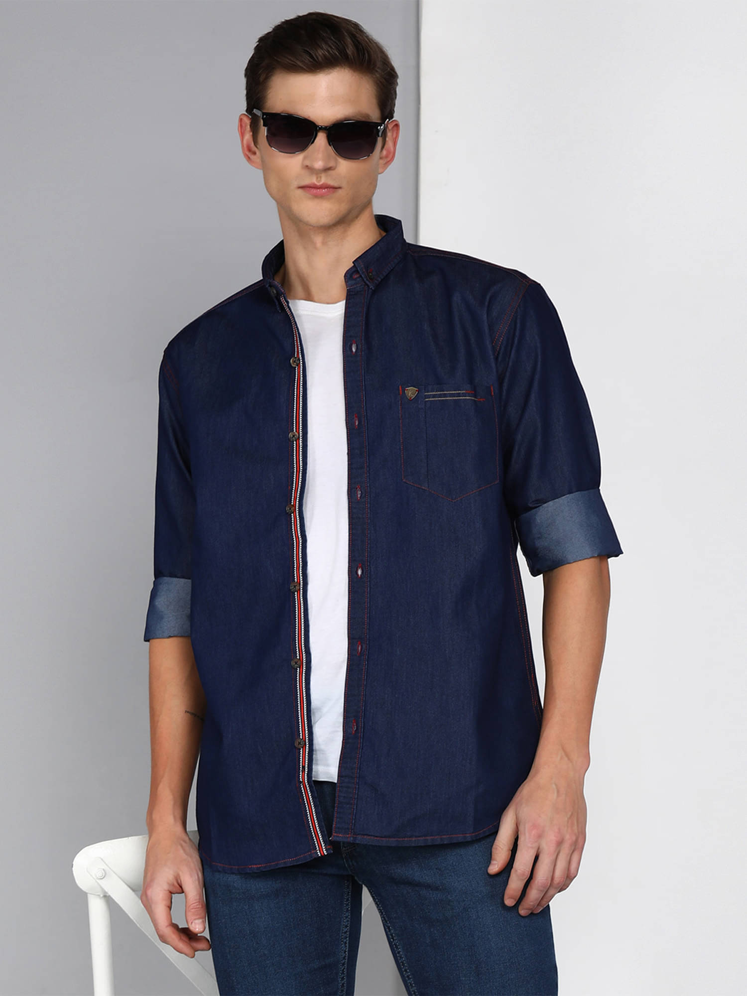 Kuons Avenue Denim Regular Fit Solids Full Sleeves Men's Casual Shirt - Indigo ( Pack of 1 ) Kuons Avenue Denim Regular Fit Solids Full Sleeves Men's Casual Shirt - Indigo ( Pack of 1 )