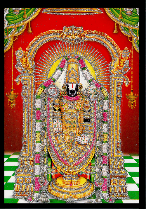     			LORD BALAJI Sparkled Laminated Photo 5 (Width) x 7 (Length) inch on Wooden Base With Back Support Mount