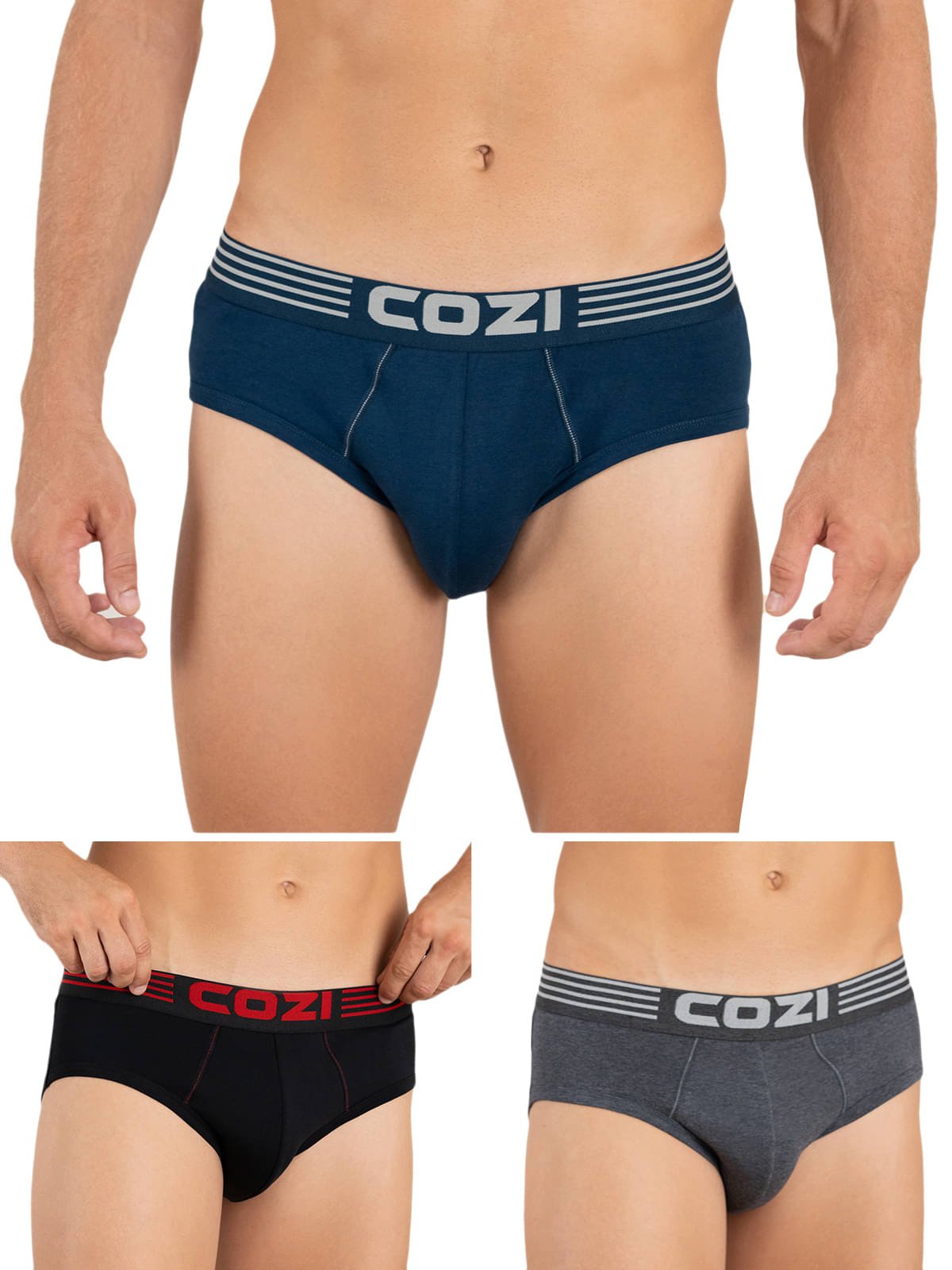 Lux Cozi Pack of 3 Cotton Blend Briefs For Men's ( Multicolor3 ) Lux Cozi Pack of 3 Cotton Blend Briefs For Men's ( Multicolor3 )